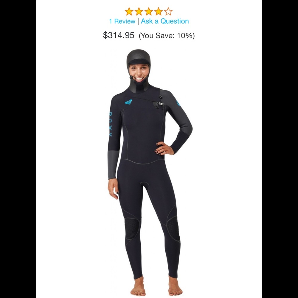 Roxy full hooded wetsuit, never worn. Sz 8 5/4/3mm